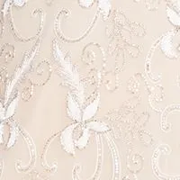 ADRIANNA PAPELL Womens Beige Beaded Embroidered Zippered Sheer Overlay Floral Spaghetti Strap V Neck Full-Length Evening Gown Dress