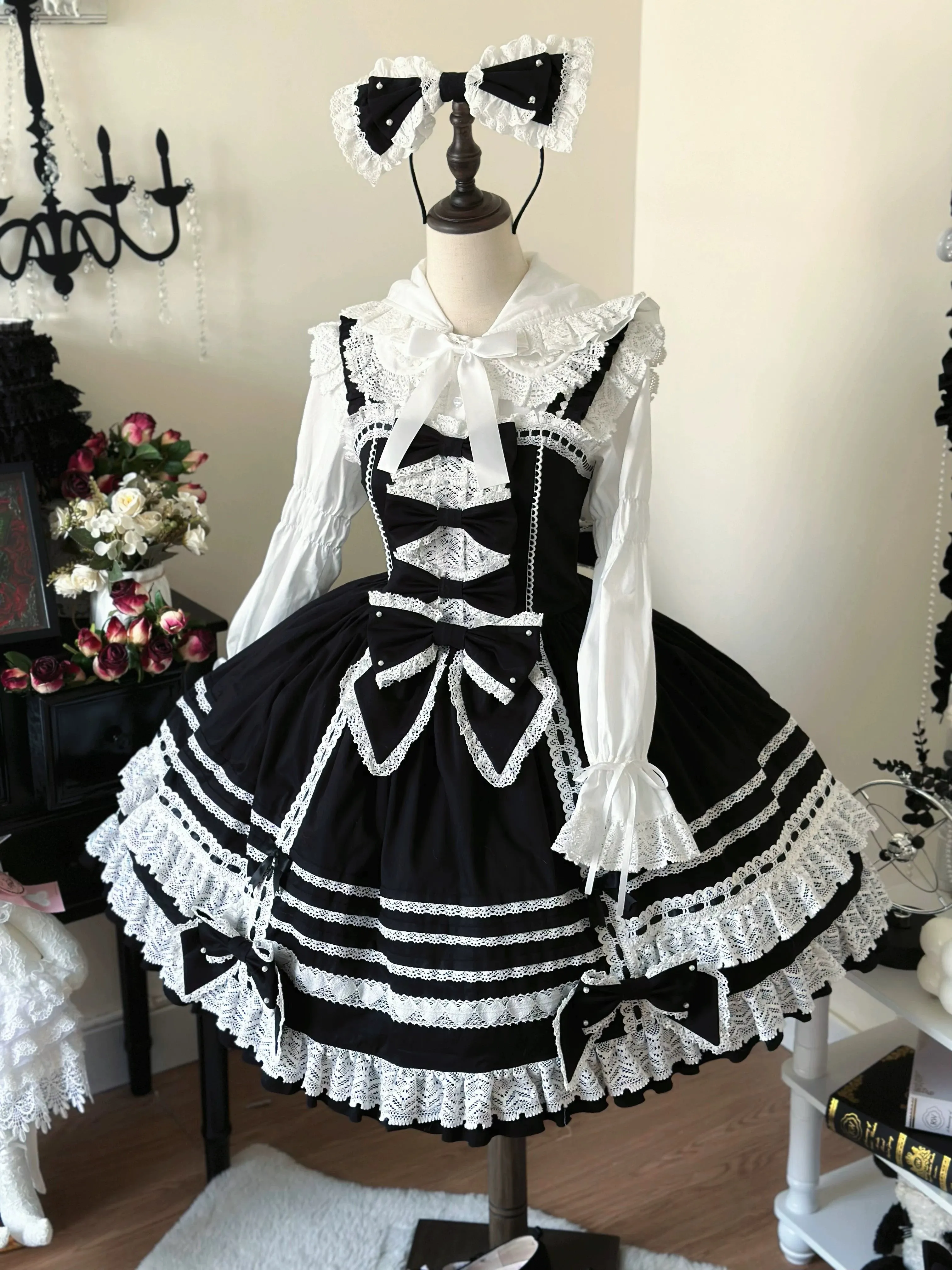 AerialCat~Layered Puffy~Old School Lolita JSK Cotton Vintage Cake Dress