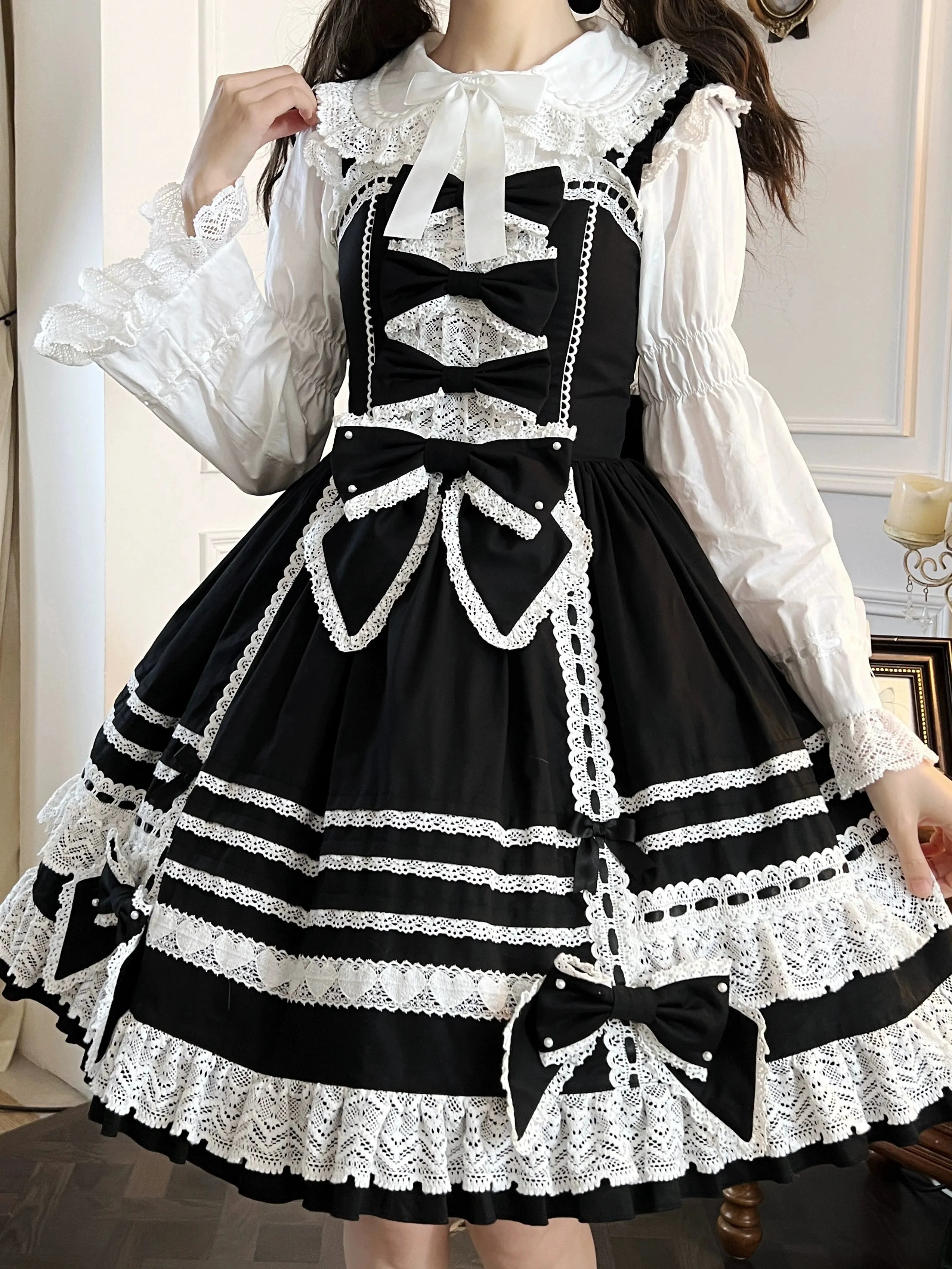 AerialCat~Layered Puffy~Old School Lolita JSK Cotton Vintage Cake Dress