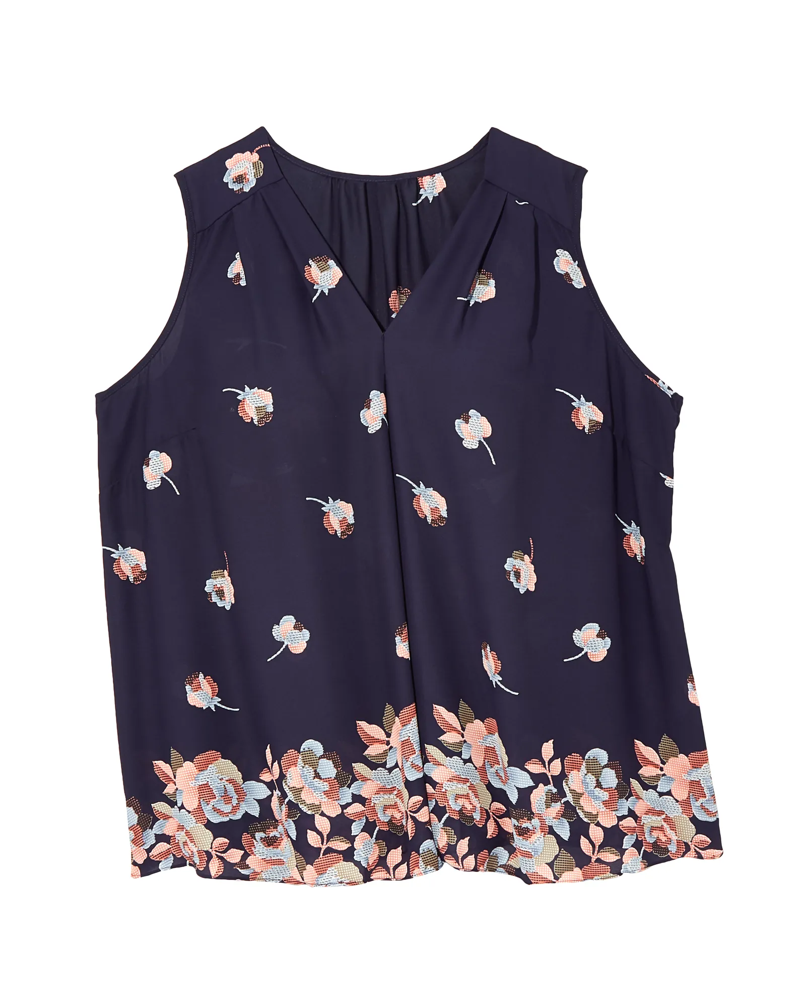 Angie Sleeveless Blouse | Navy / Orange