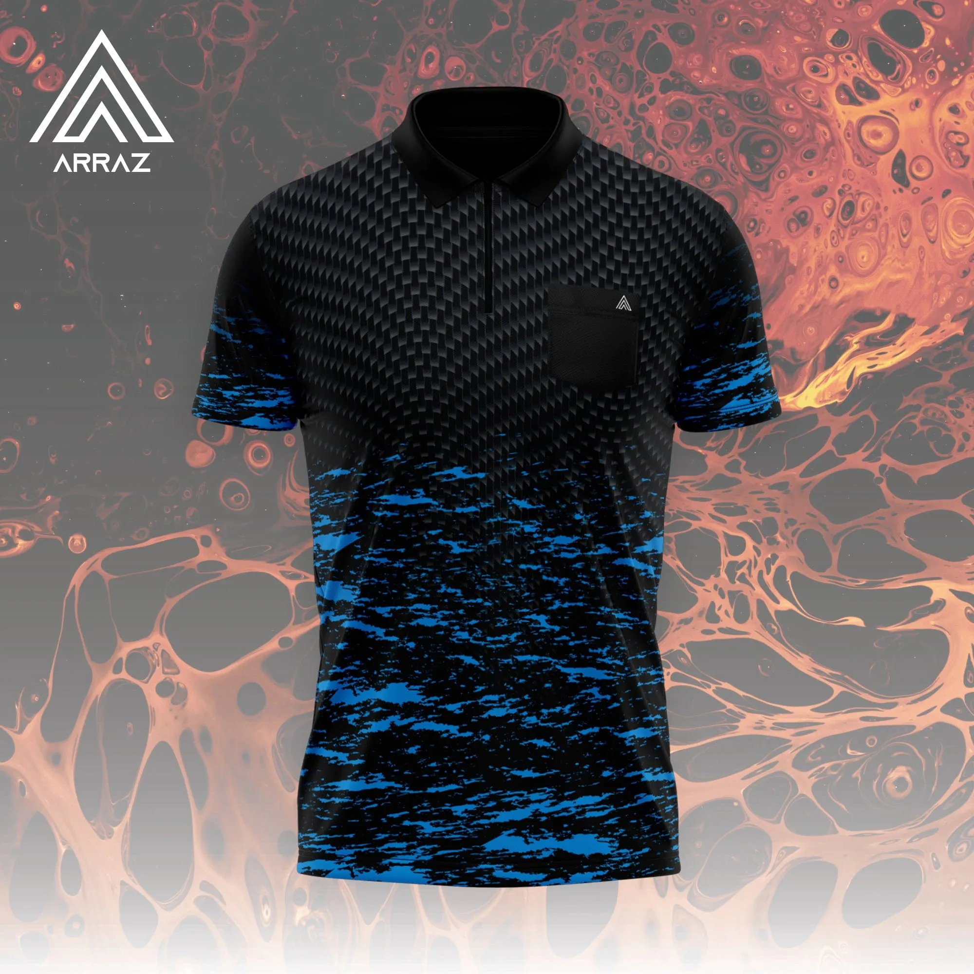 Arraz Lava Dart Shirt - with Pocket - Black & Blue