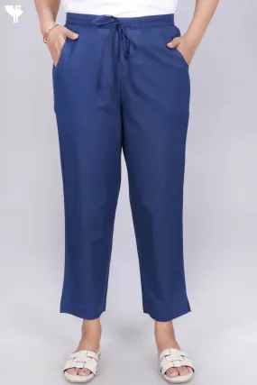 Cambric Cotton Pants In Denim Blue