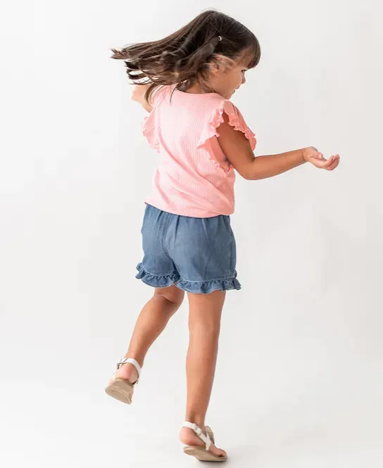 Denim Ruffle Skort