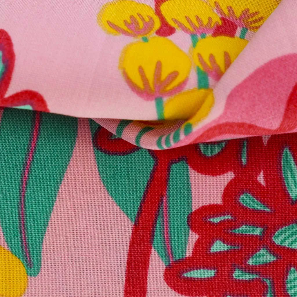 Fine Poplin - Light Pink Fresh Flowers Cotton Woven Fabric by Nerida Hansen Sample