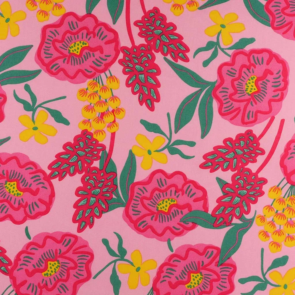 Fine Poplin - Light Pink Fresh Flowers Cotton Woven Fabric by Nerida Hansen Sample