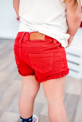 Firecracker Wash Cutoff Denim Shorts