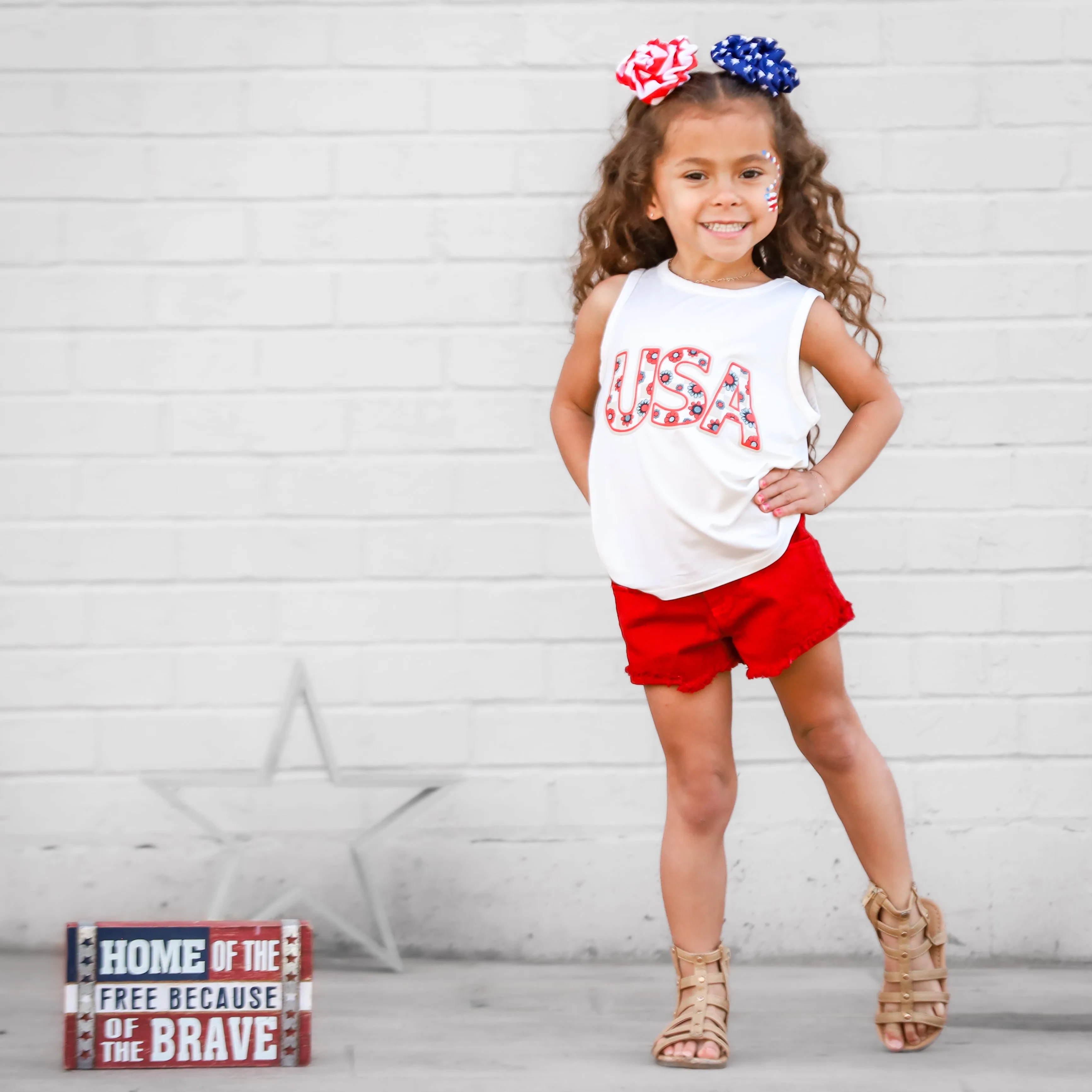 Firecracker Wash Cutoff Denim Shorts