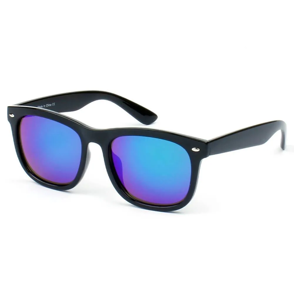 GIRONA | E06 - Classic Horned Rim Mirrored Lens Sunglasses