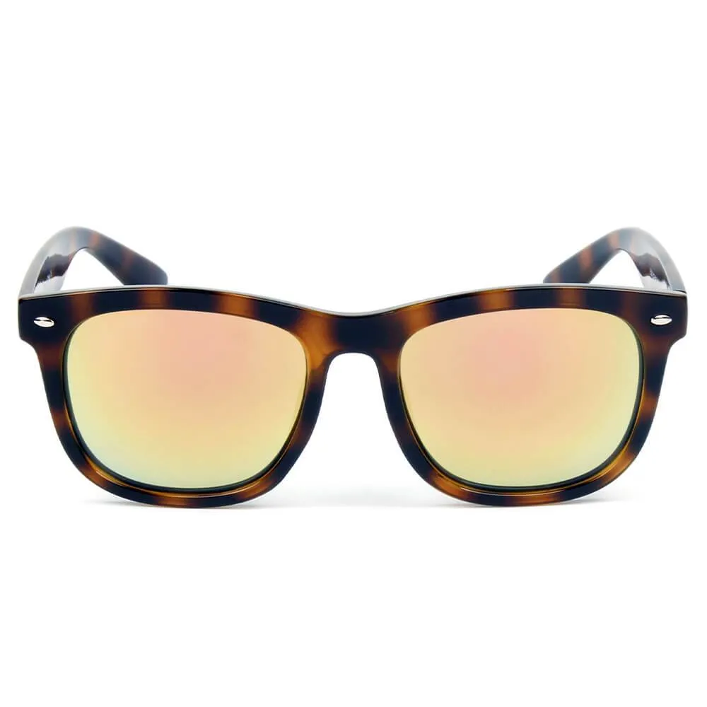 GIRONA | E06 - Classic Horned Rim Mirrored Lens Sunglasses