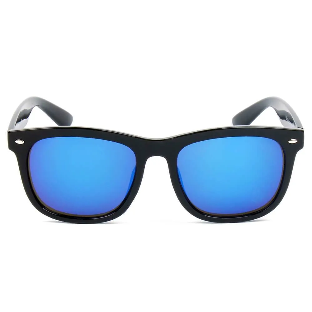 GIRONA | E06 - Classic Horned Rim Mirrored Lens Sunglasses