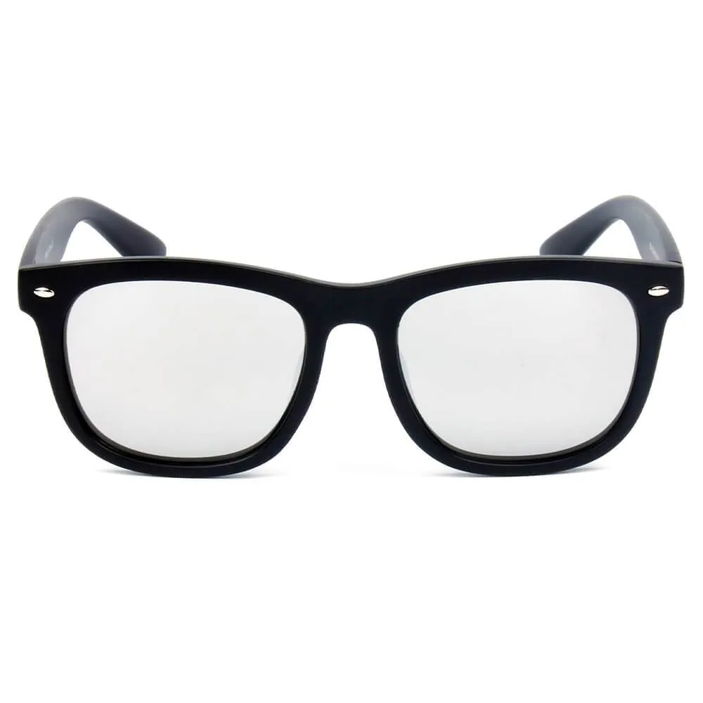 GIRONA | E06 - Classic Horned Rim Mirrored Lens Sunglasses
