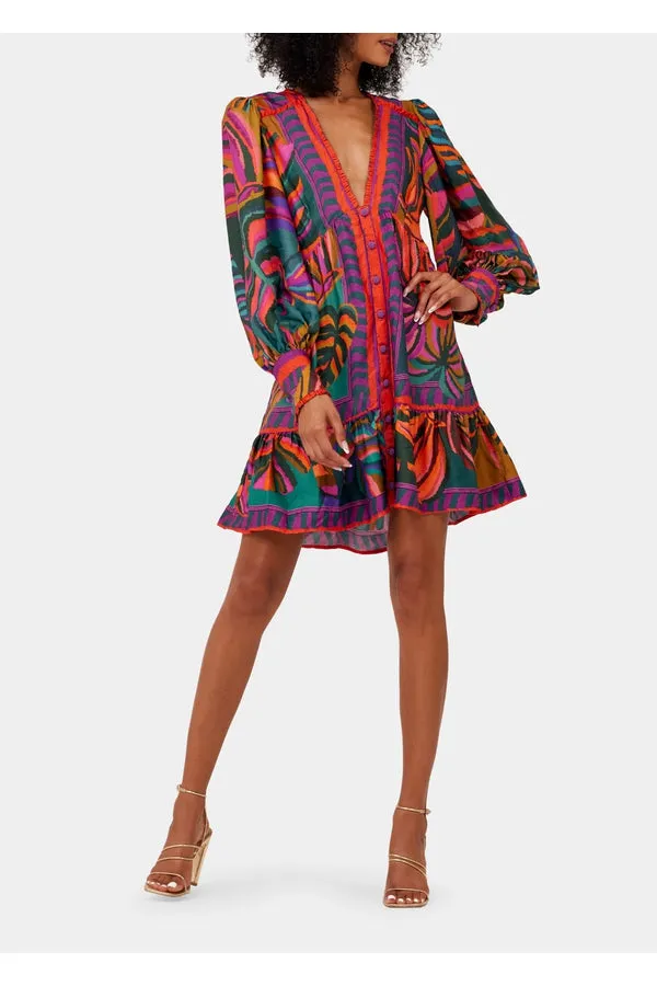 Graphic Foliage Mini Dress