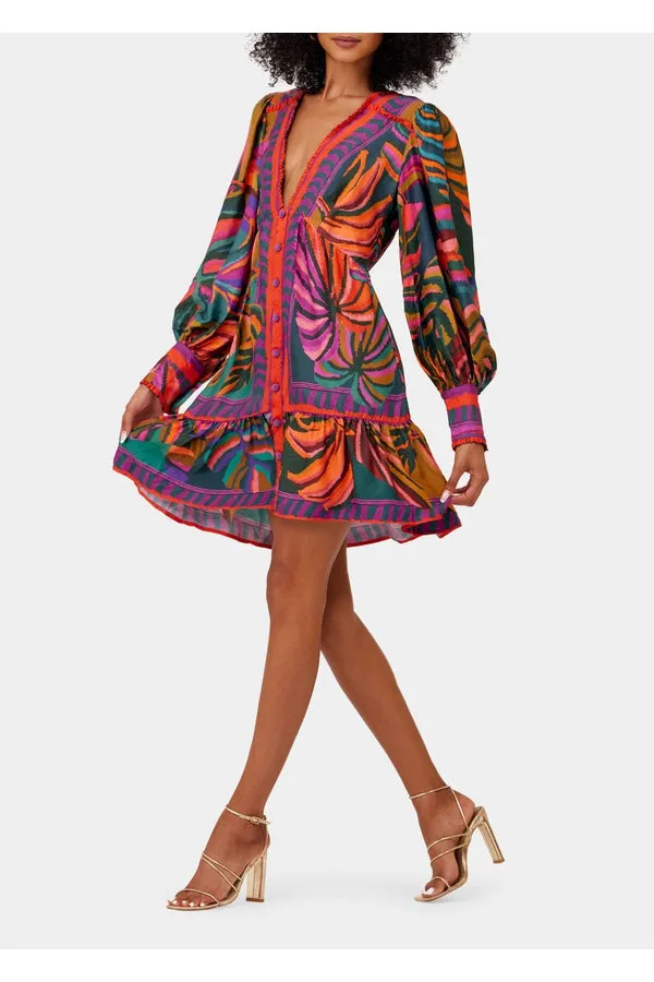Graphic Foliage Mini Dress