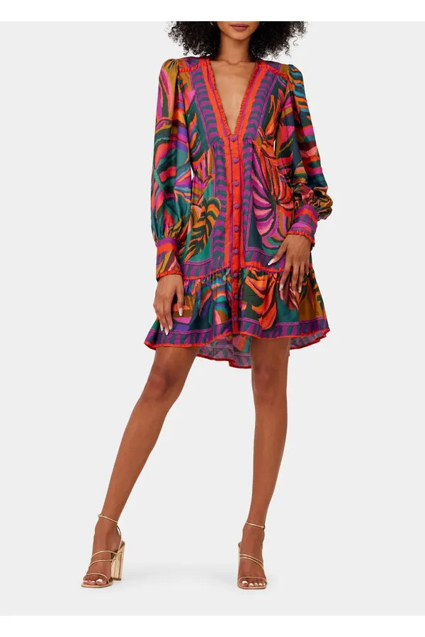 Graphic Foliage Mini Dress