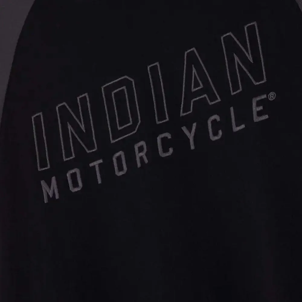 Indian Motorcycle  Mens Outline Embroidery Raglan T-Shirt Tee Comfortable Black