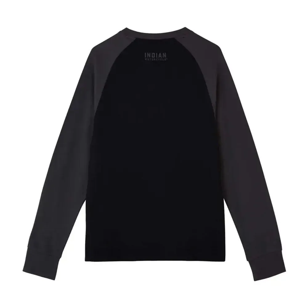 Indian Motorcycle  Mens Outline Embroidery Raglan T-Shirt Tee Comfortable Black
