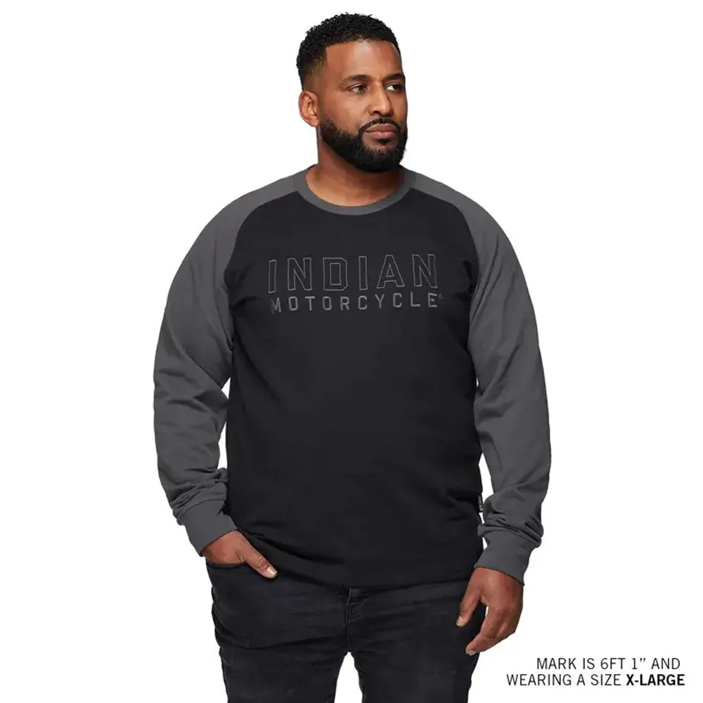 Indian Motorcycle  Mens Outline Embroidery Raglan T-Shirt Tee Comfortable Black