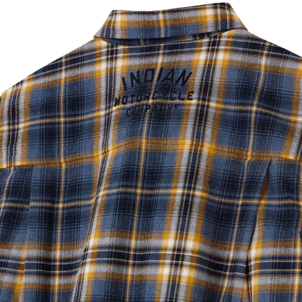 Indian Motorcycle  Womens Kansas Plaid Shirt Soft Durable Comfortable Cotton Navy