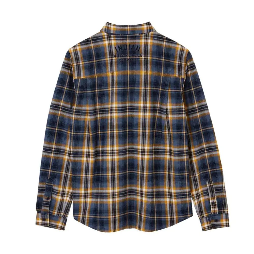 Indian Motorcycle  Womens Kansas Plaid Shirt Soft Durable Comfortable Cotton Navy