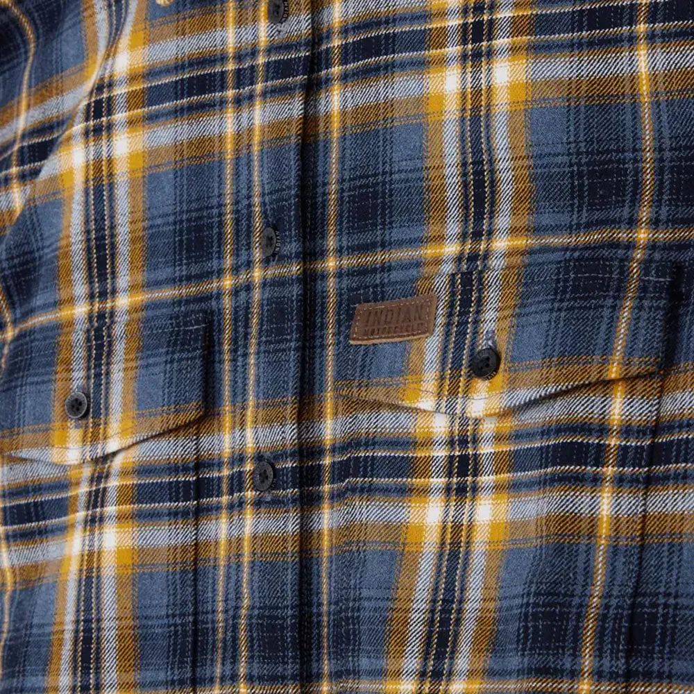 Indian Motorcycle  Womens Kansas Plaid Shirt Soft Durable Comfortable Cotton Navy