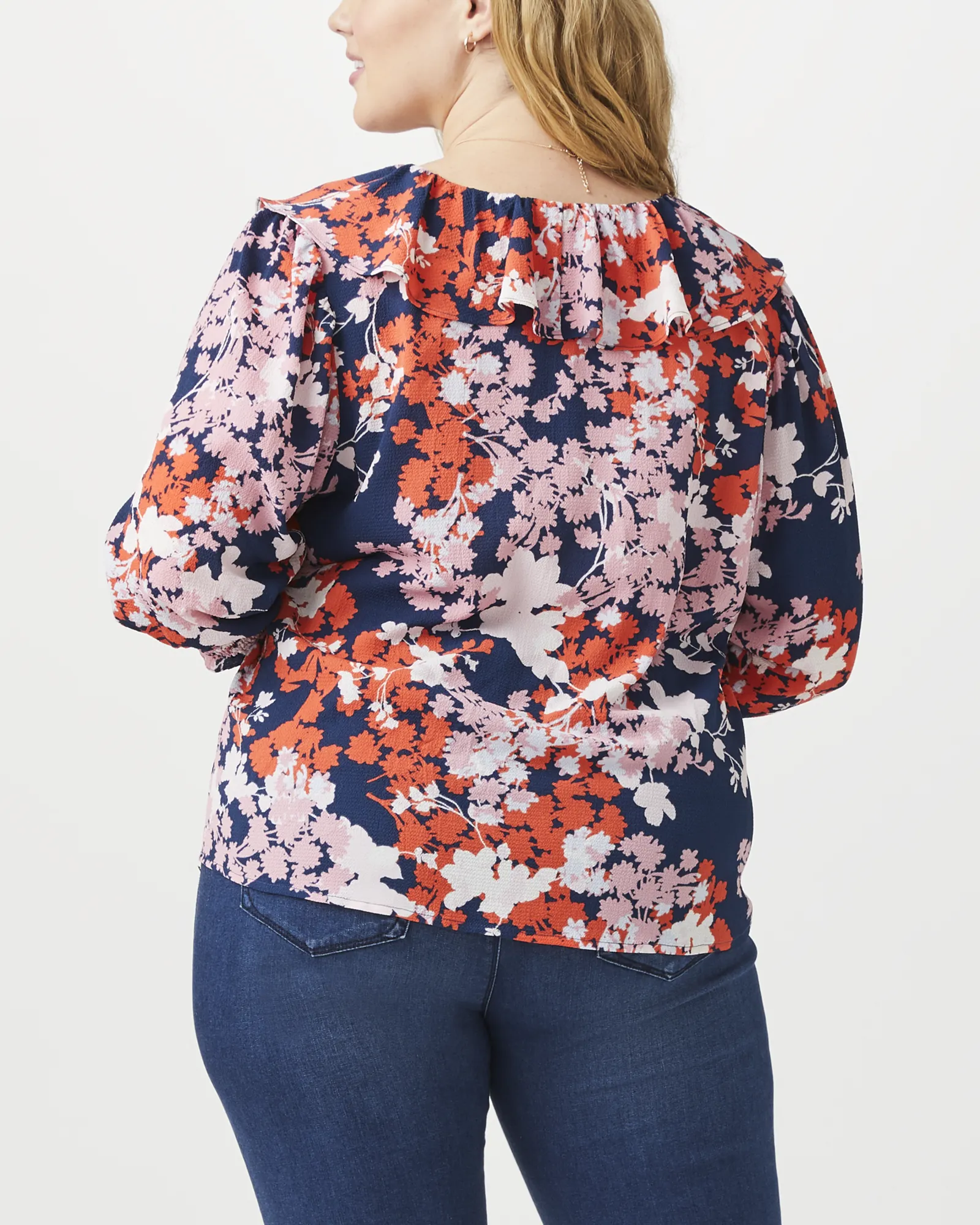 Iris V-Neck Blouse | Navy / Red