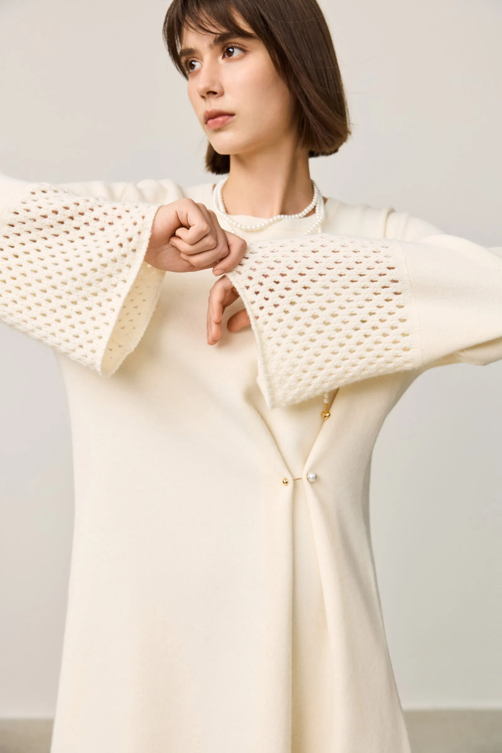 LILY Elegant Waist-Cinching White Dress