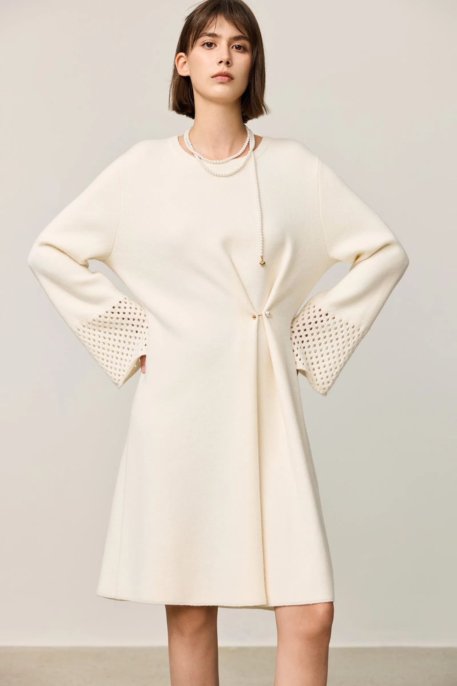 LILY Elegant Waist-Cinching White Dress