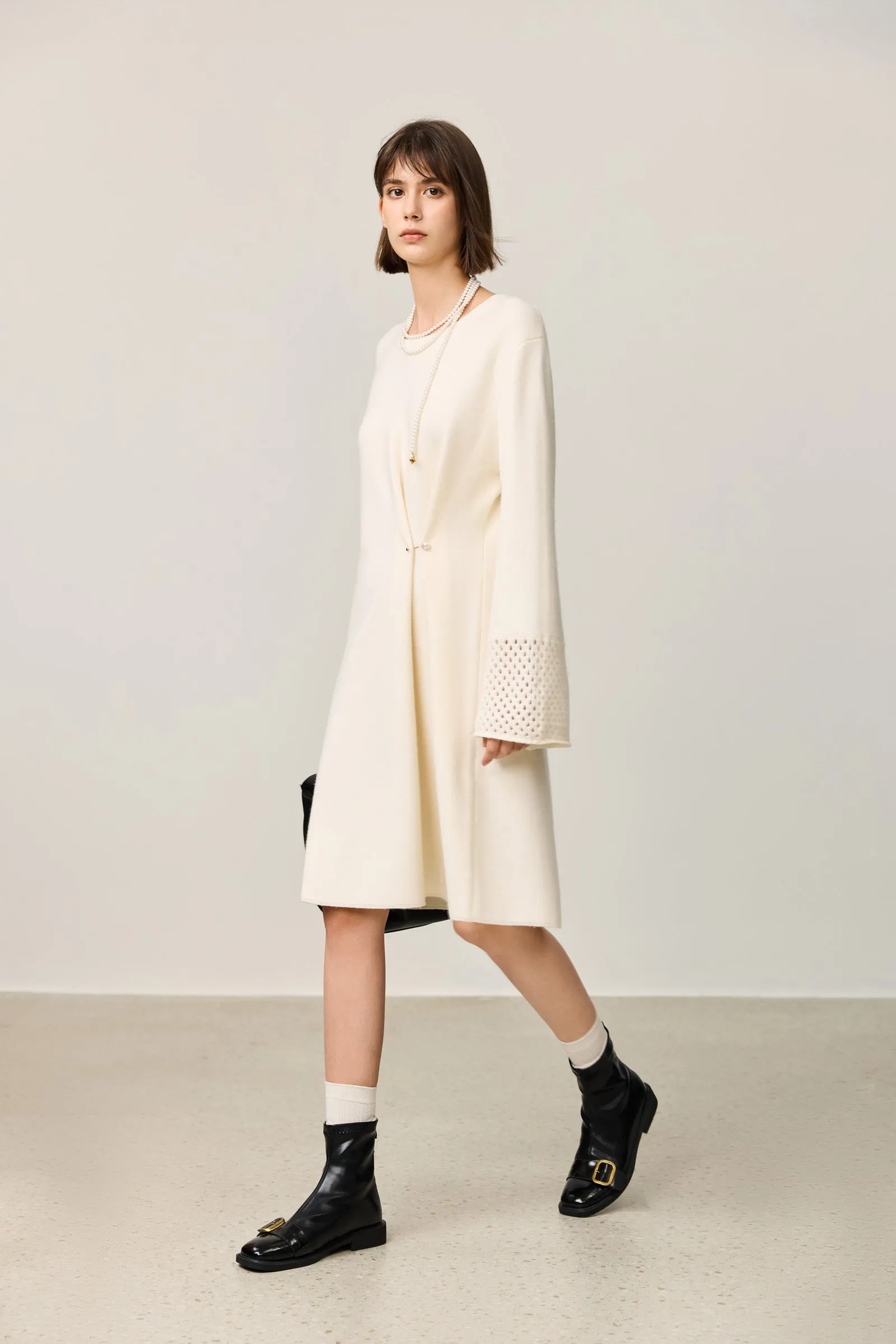LILY Elegant Waist-Cinching White Dress