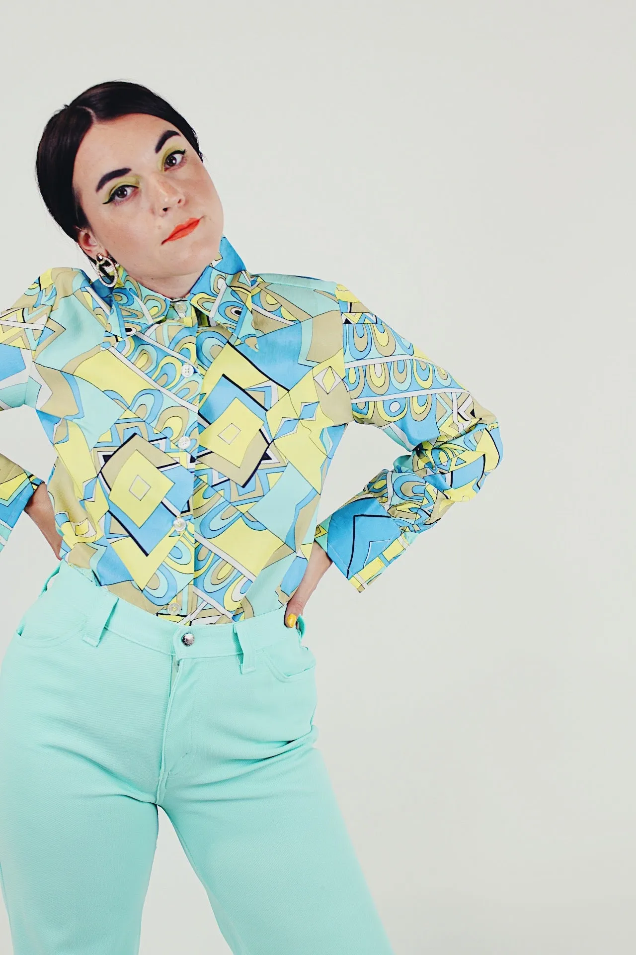 Long Sleeve Pastel Button Up