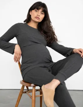 Long Sleeve Ribbed Maternity   Nursing Pyjama Set