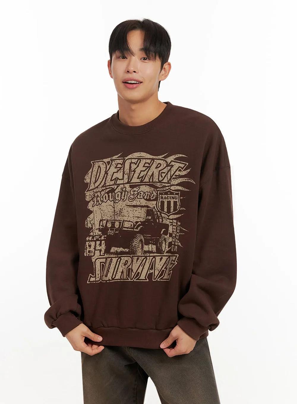 Men's Comfy Loose Fit Cotton Pullover ID413