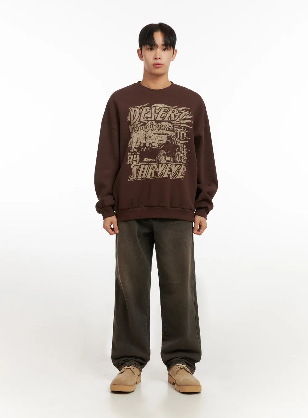 Men's Comfy Loose Fit Cotton Pullover ID413