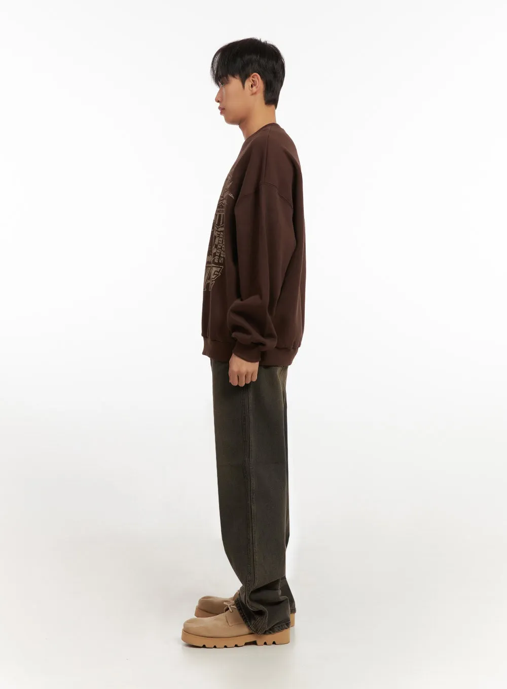 Men's Comfy Loose Fit Cotton Pullover ID413