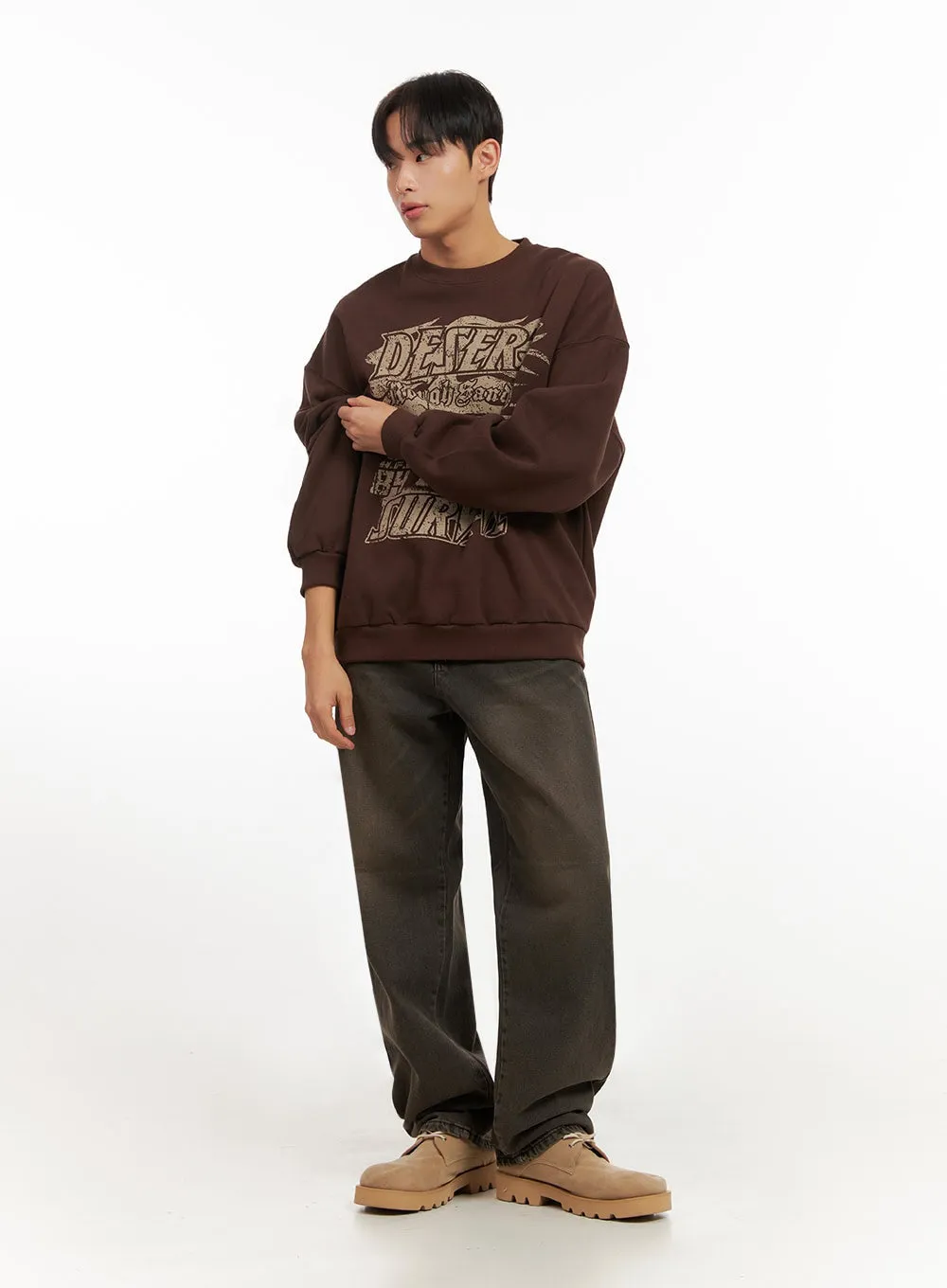 Men's Comfy Loose Fit Cotton Pullover ID413