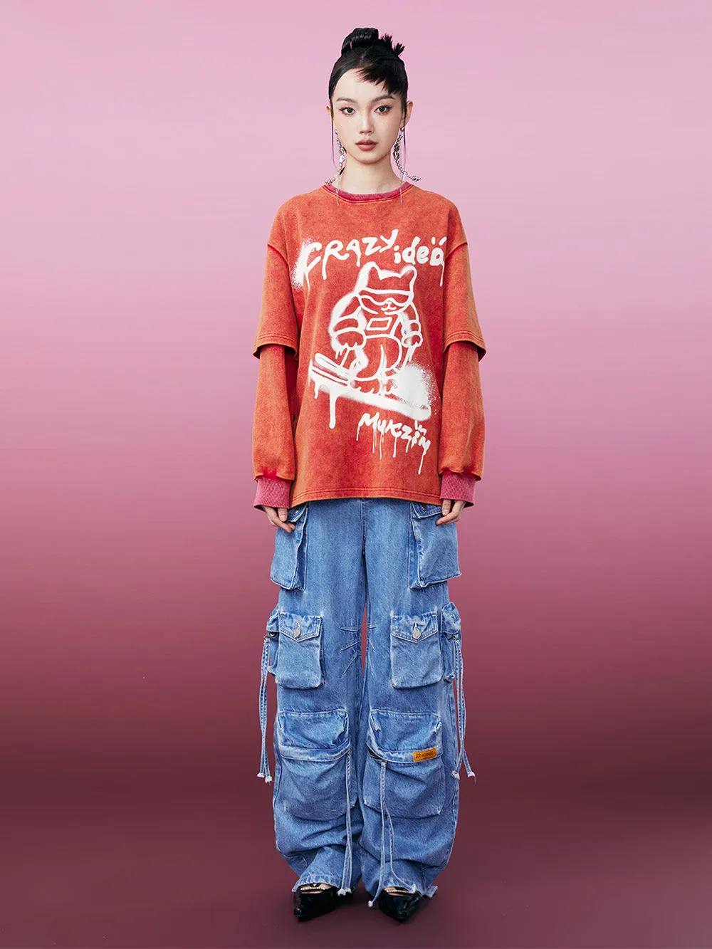 MUKZIN Spliced Casual Loose Comfortable Versatile T-shirt