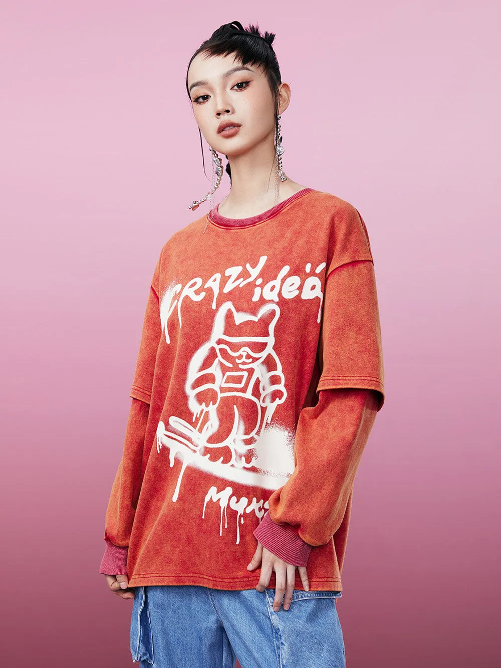 MUKZIN Spliced Casual Loose Comfortable Versatile T-shirt