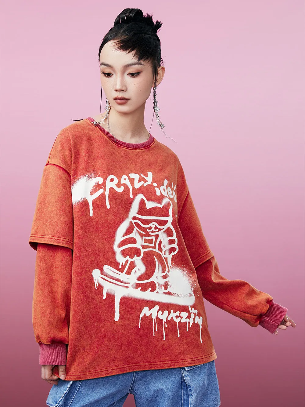 MUKZIN Spliced Casual Loose Comfortable Versatile T-shirt