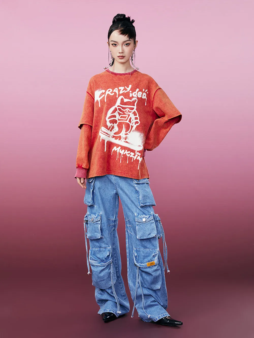 MUKZIN Spliced Casual Loose Comfortable Versatile T-shirt