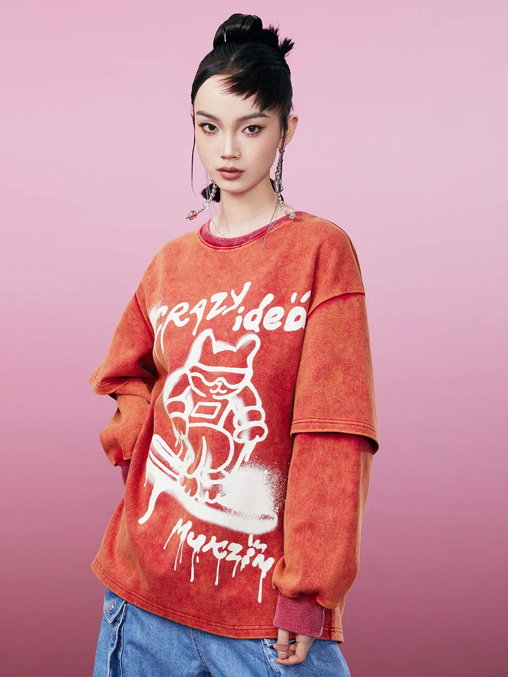 MUKZIN Spliced Casual Loose Comfortable Versatile T-shirt