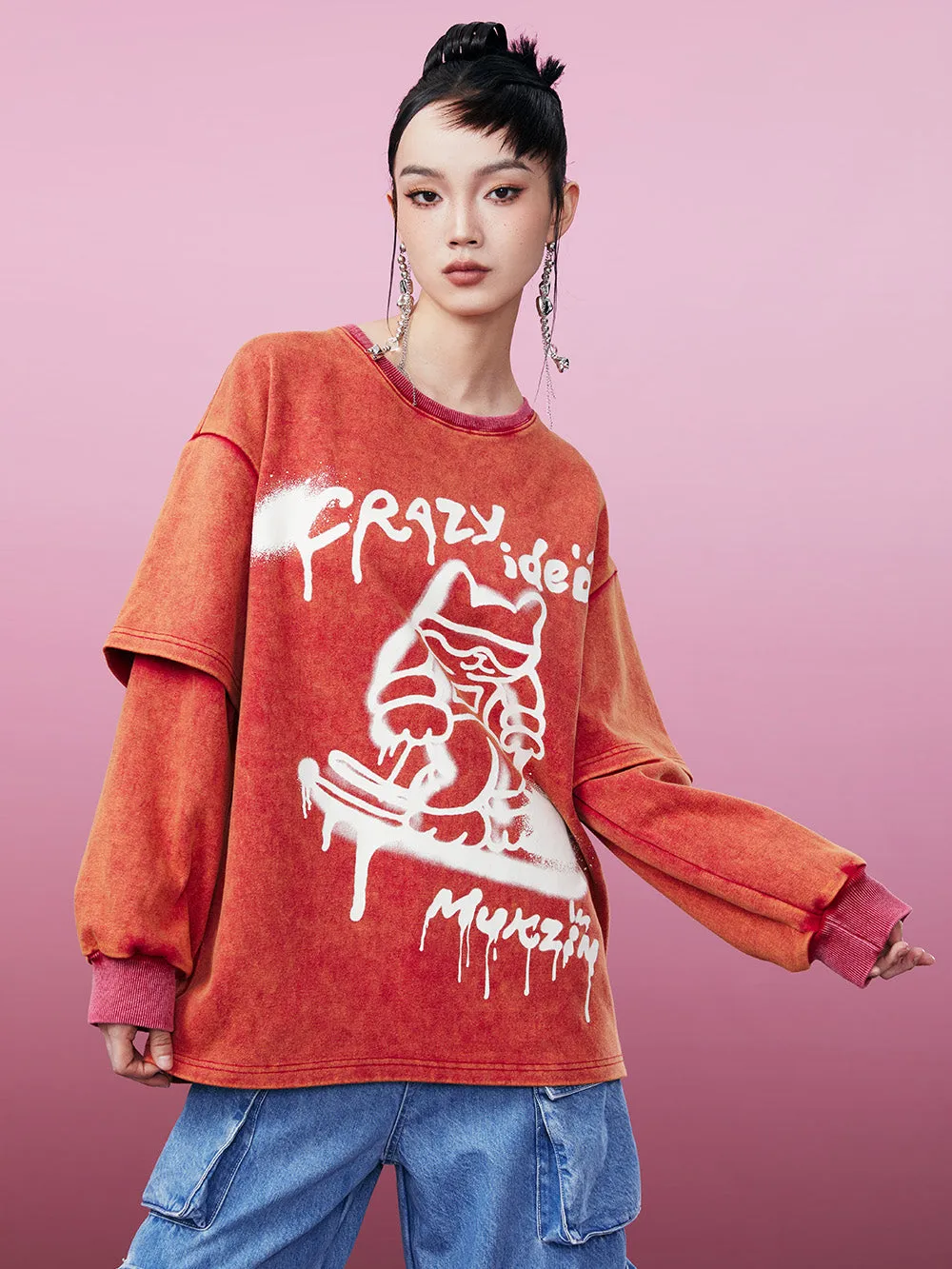MUKZIN Spliced Casual Loose Comfortable Versatile T-shirt