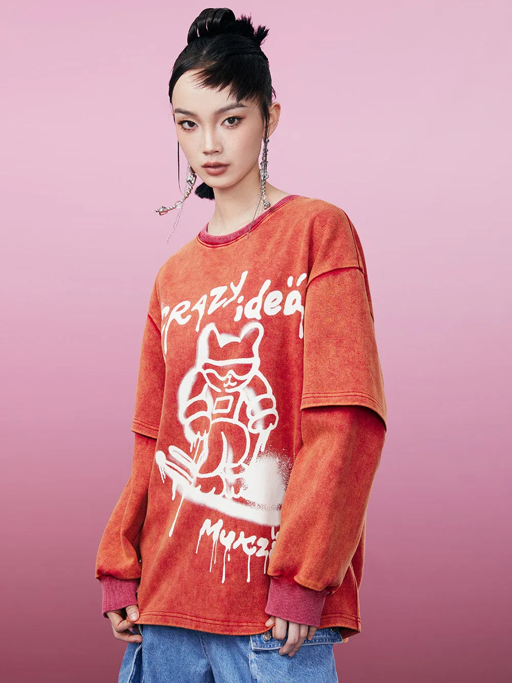 MUKZIN Spliced Casual Loose Comfortable Versatile T-shirt