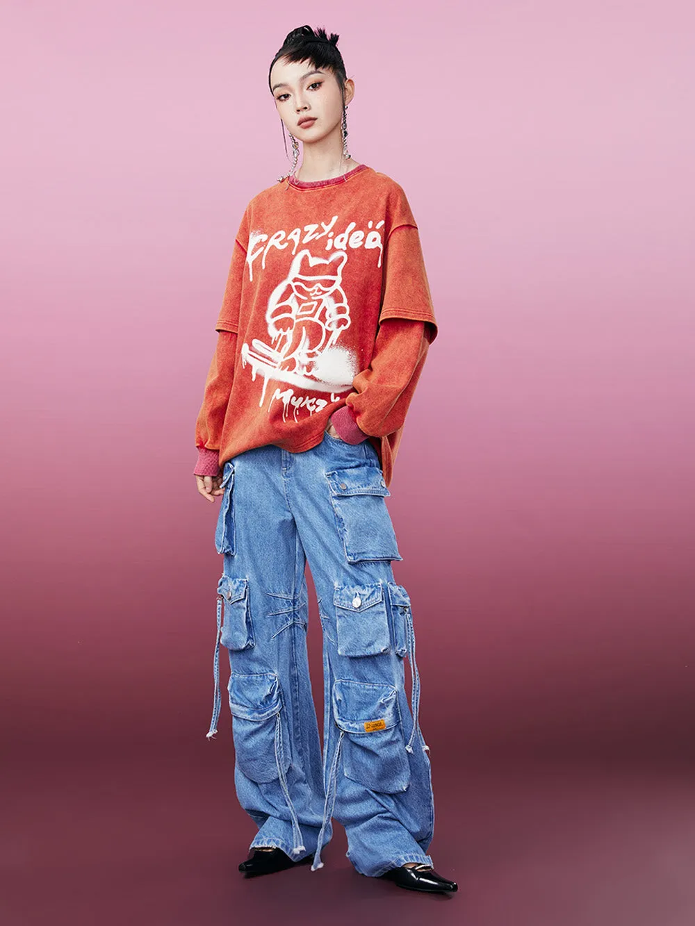 MUKZIN Spliced Casual Loose Comfortable Versatile T-shirt