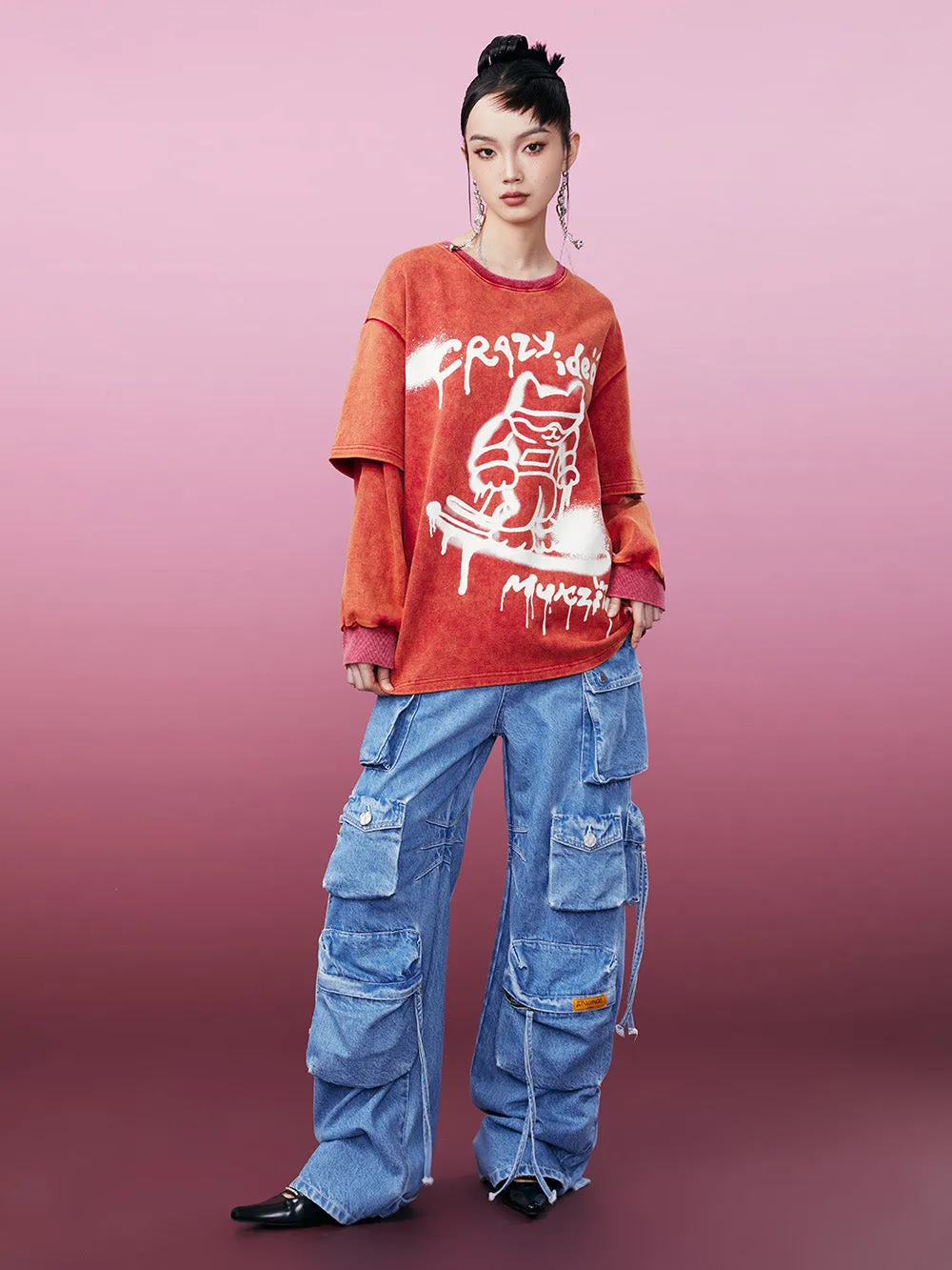 MUKZIN Spliced Casual Loose Comfortable Versatile T-shirt