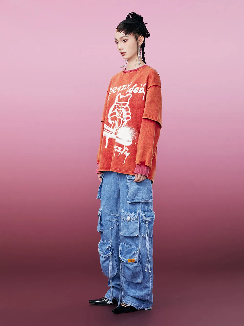 MUKZIN Spliced Casual Loose Comfortable Versatile T-shirt