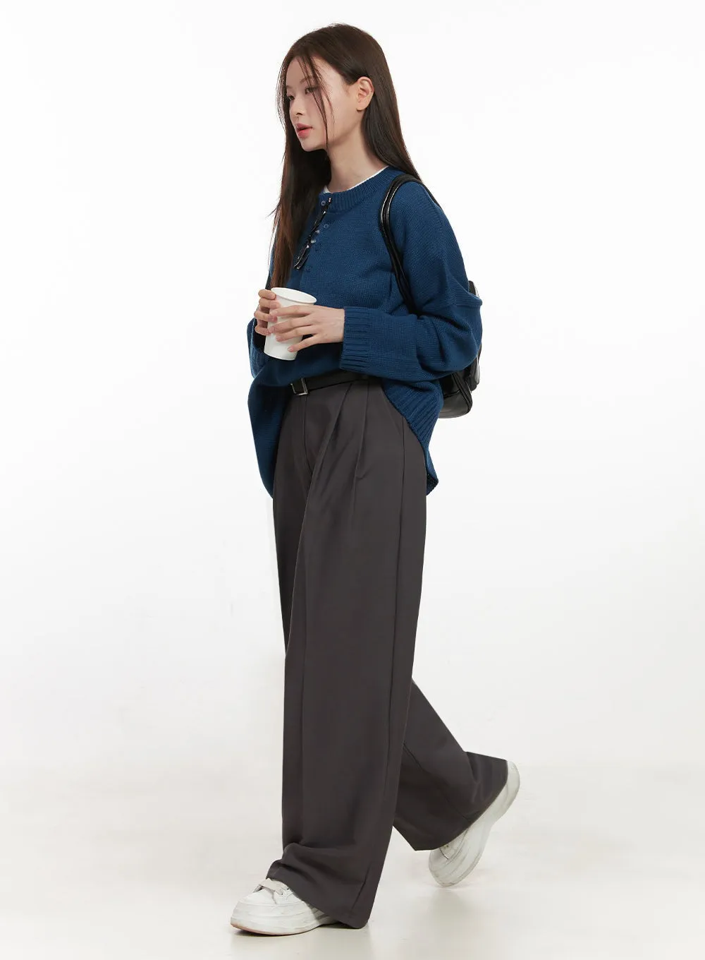 Oversized Half-Button Sweater IJ527