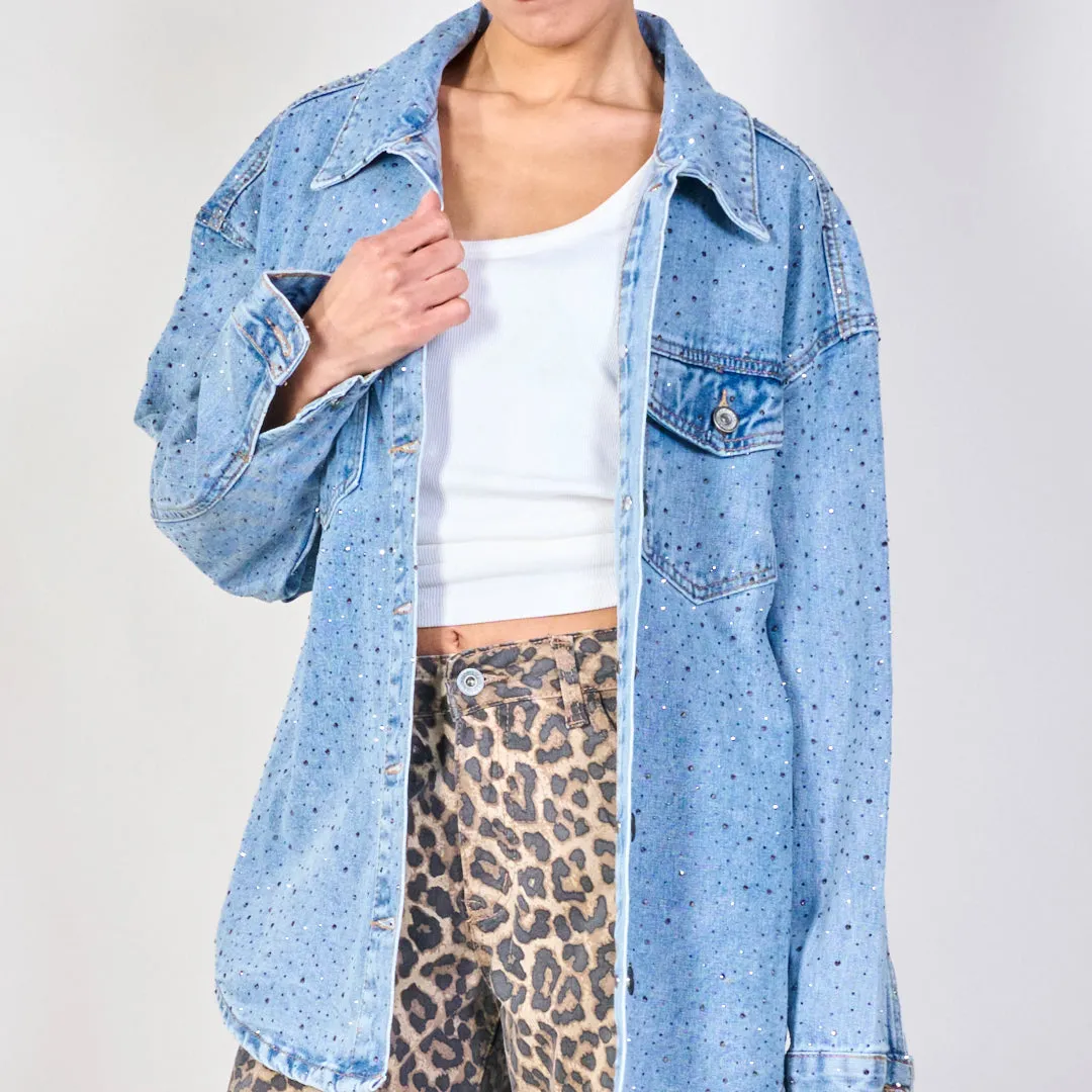 Oversized studded denim shirt wholesale