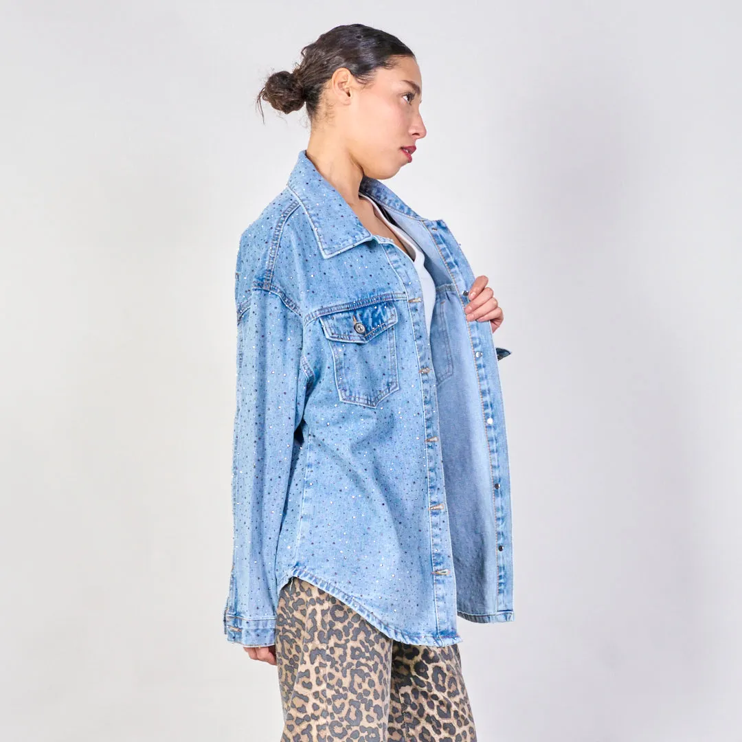 Oversized studded denim shirt wholesale