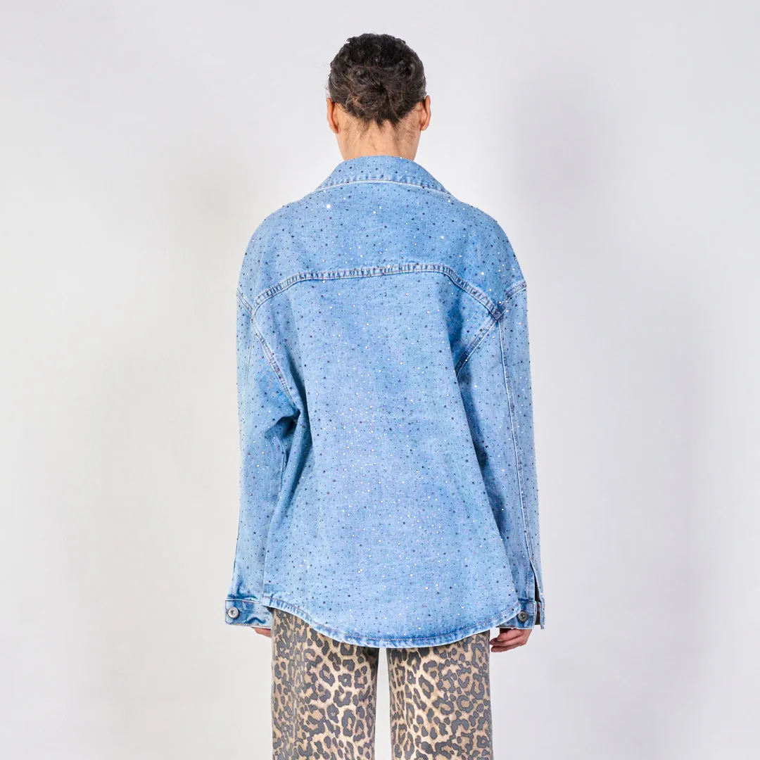 Oversized studded denim shirt wholesale