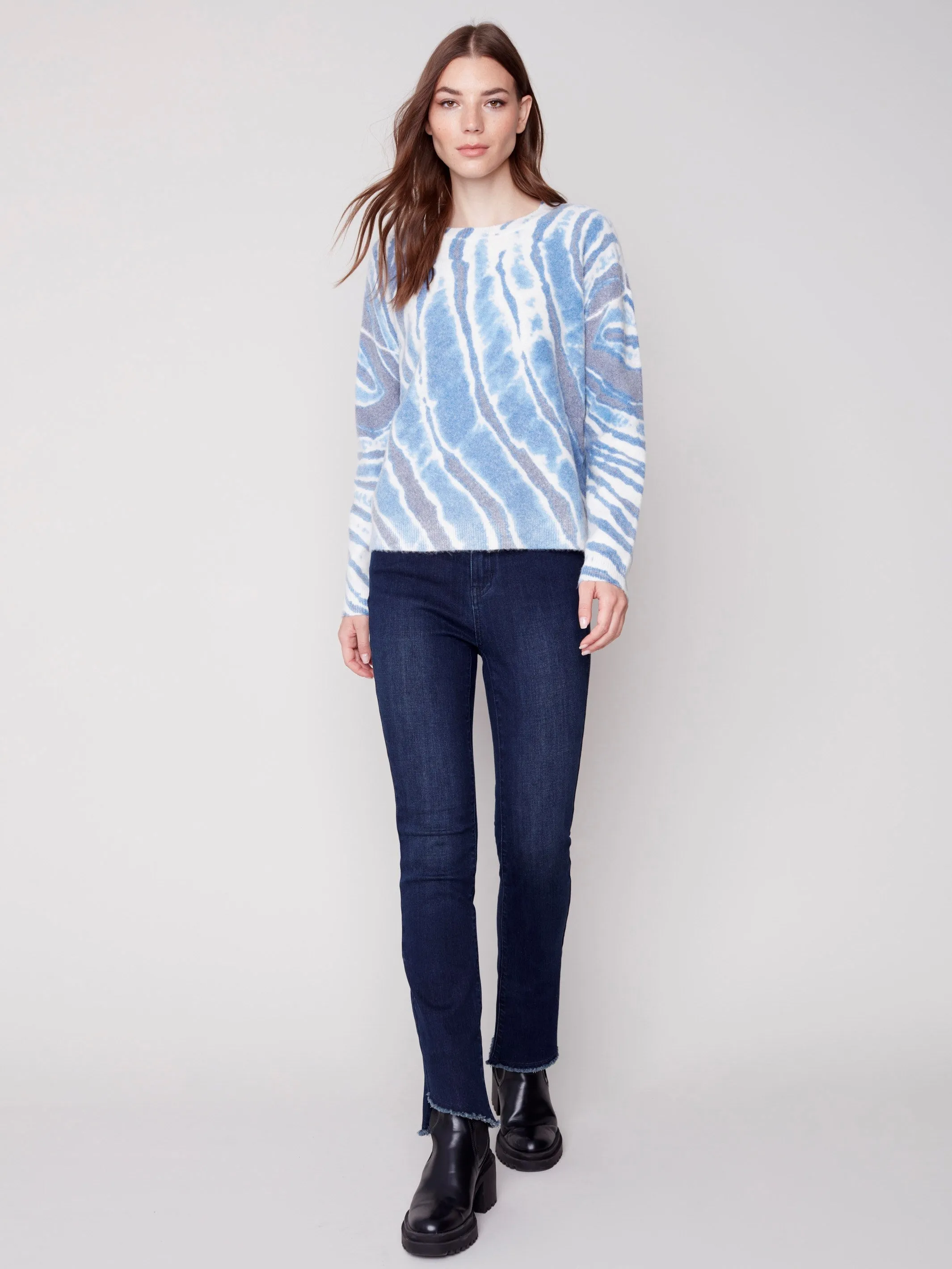 Reversible Printed Sweater - Denim