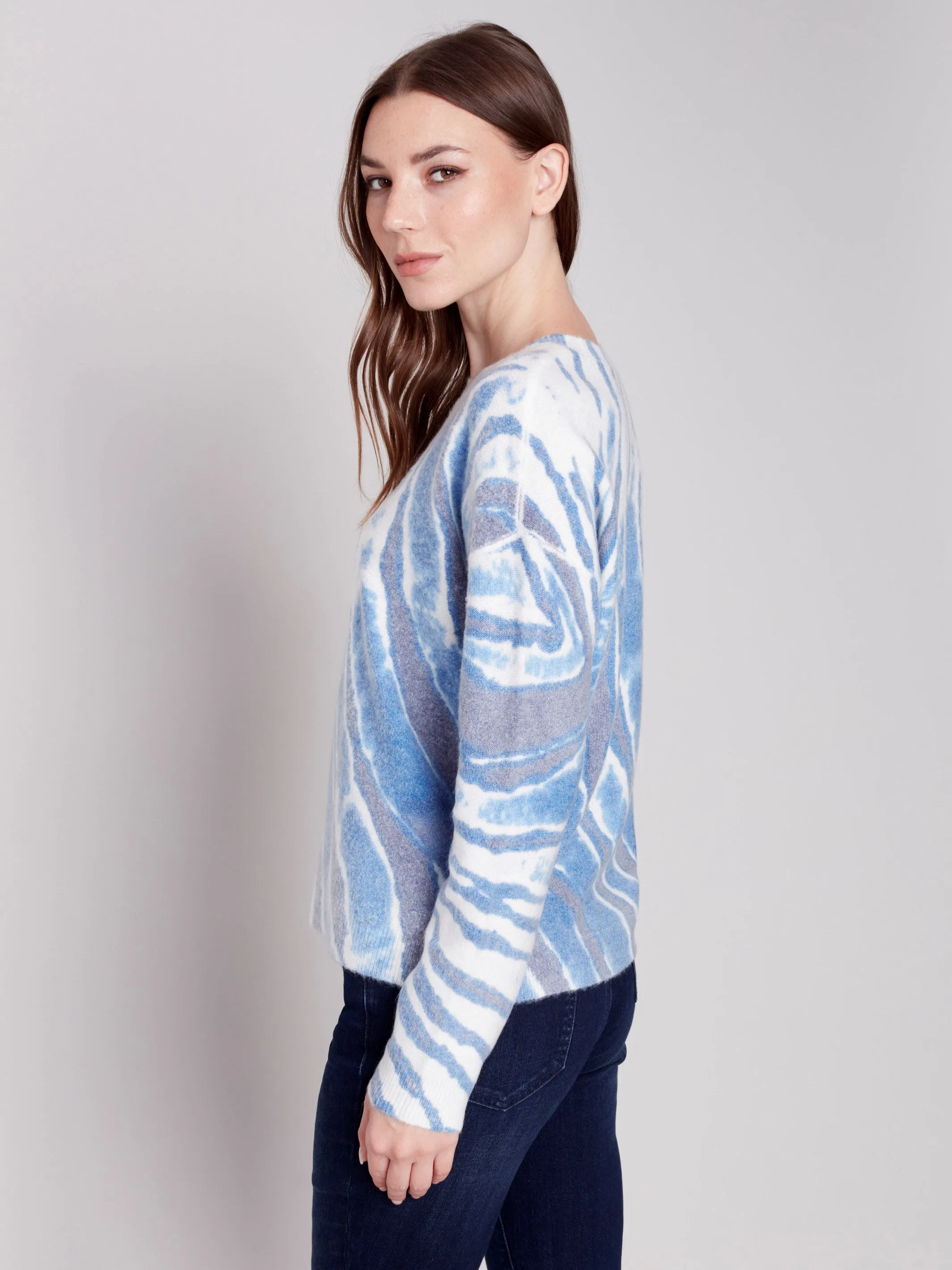 Reversible Printed Sweater - Denim